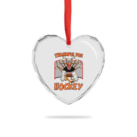 Thankful For Hockey Heart Crystal Glass Ornament Funny Turkey Ice Hockey Player Gift - Wonder Print Shop