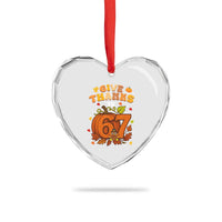 Thanksgiving Give Thanks To 67 Heart Crystal Glass Ornament Funny Brainrot Meme Gift - Wonder Print Shop
