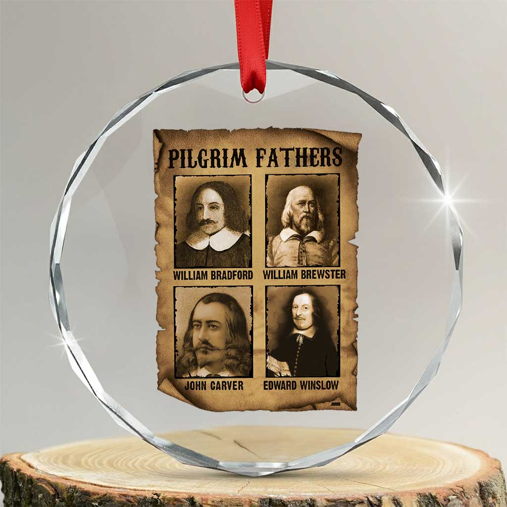 Thanksgiving Pilgrim Fathers Crystal Glass Ornament Plymouth Colony Massachusetts History - Wonder Print Shop