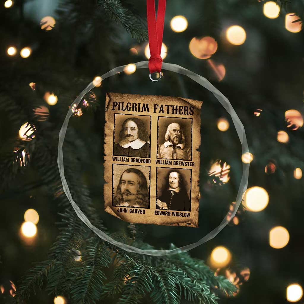 Thanksgiving Pilgrim Fathers Crystal Glass Ornament Plymouth Colony Massachusetts History - Wonder Print Shop