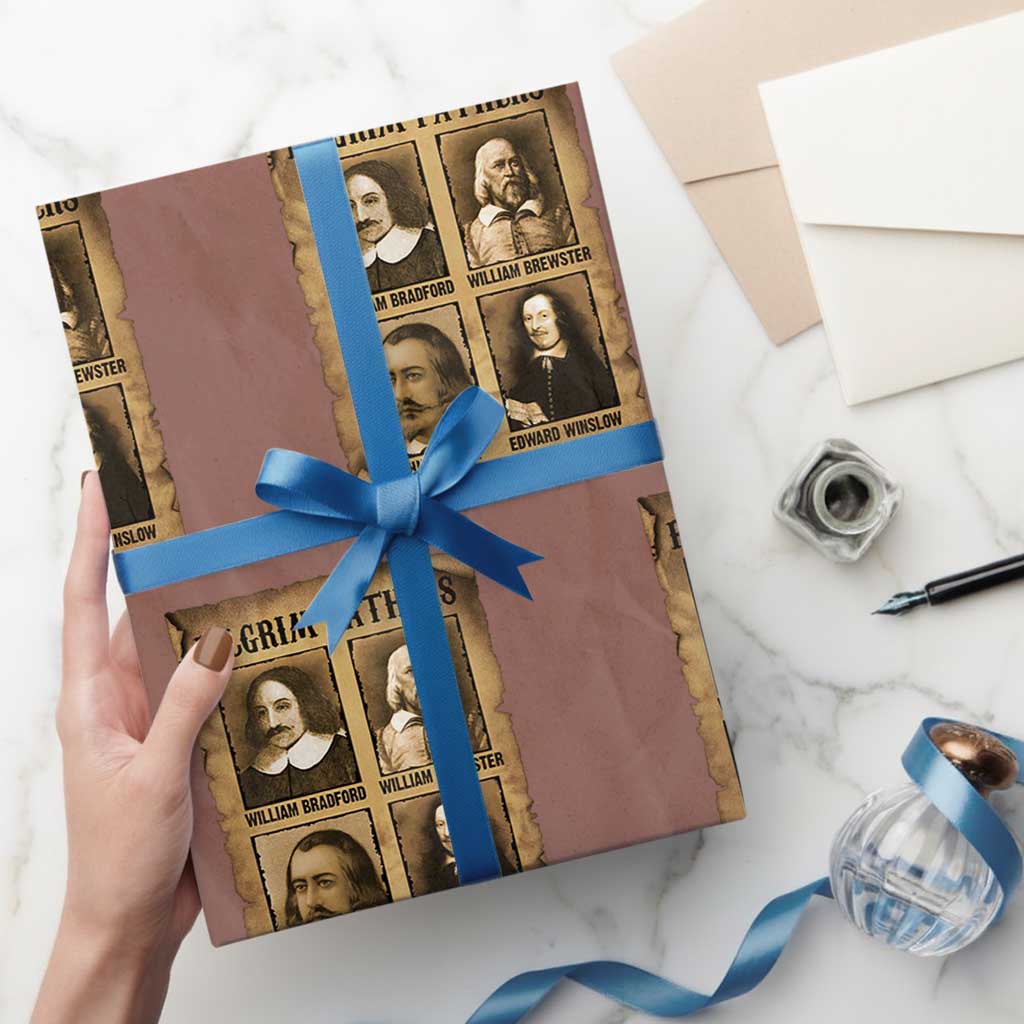 Thanksgiving Pilgrim Fathers Wrapping Paper Roll Plymouth Colony Massachusetts History - Wonder Print Shop