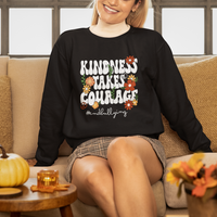 Anti Bullying Sweatshirt Kindness Takes Courage End Bullying Groovy Flower - Wonder Print Shop