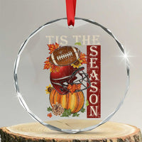 Thanksgiving Tis The Season Crystal Glass Ornament American Football Pumpkin Fall Season - Wonder Print Shop