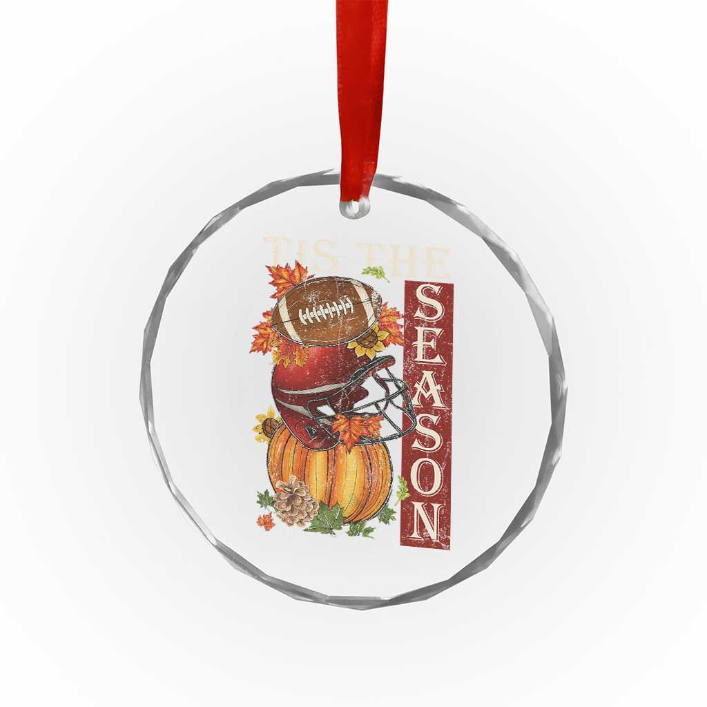 Thanksgiving Tis The Season Crystal Glass Ornament American Football Pumpkin Fall Season - Wonder Print Shop