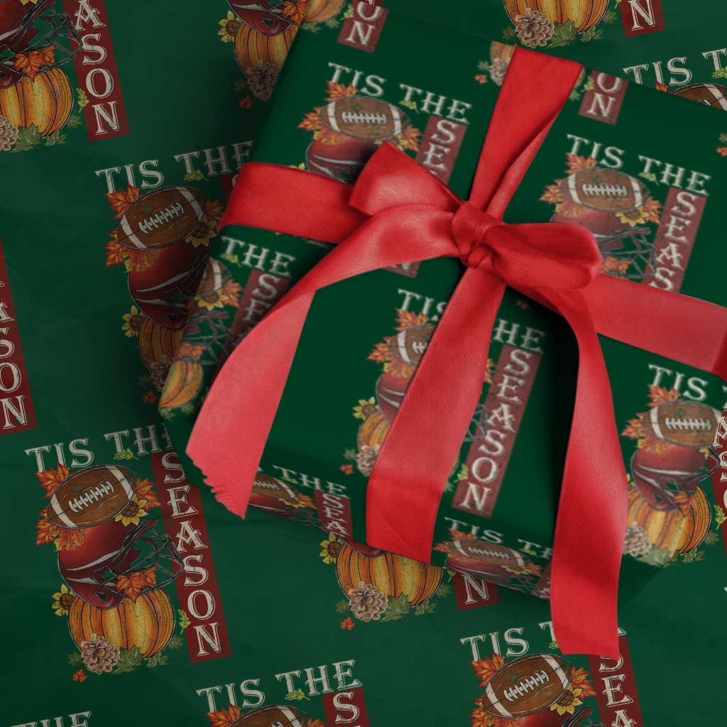 Thanksgiving Tis The Season Wrapping Paper Roll American Football Pumpkin Fall Season - Wonder Print Shop