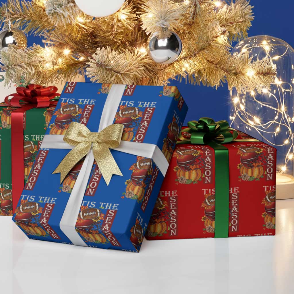 Thanksgiving Tis The Season Wrapping Paper Roll American Football Pumpkin Fall Season - Wonder Print Shop