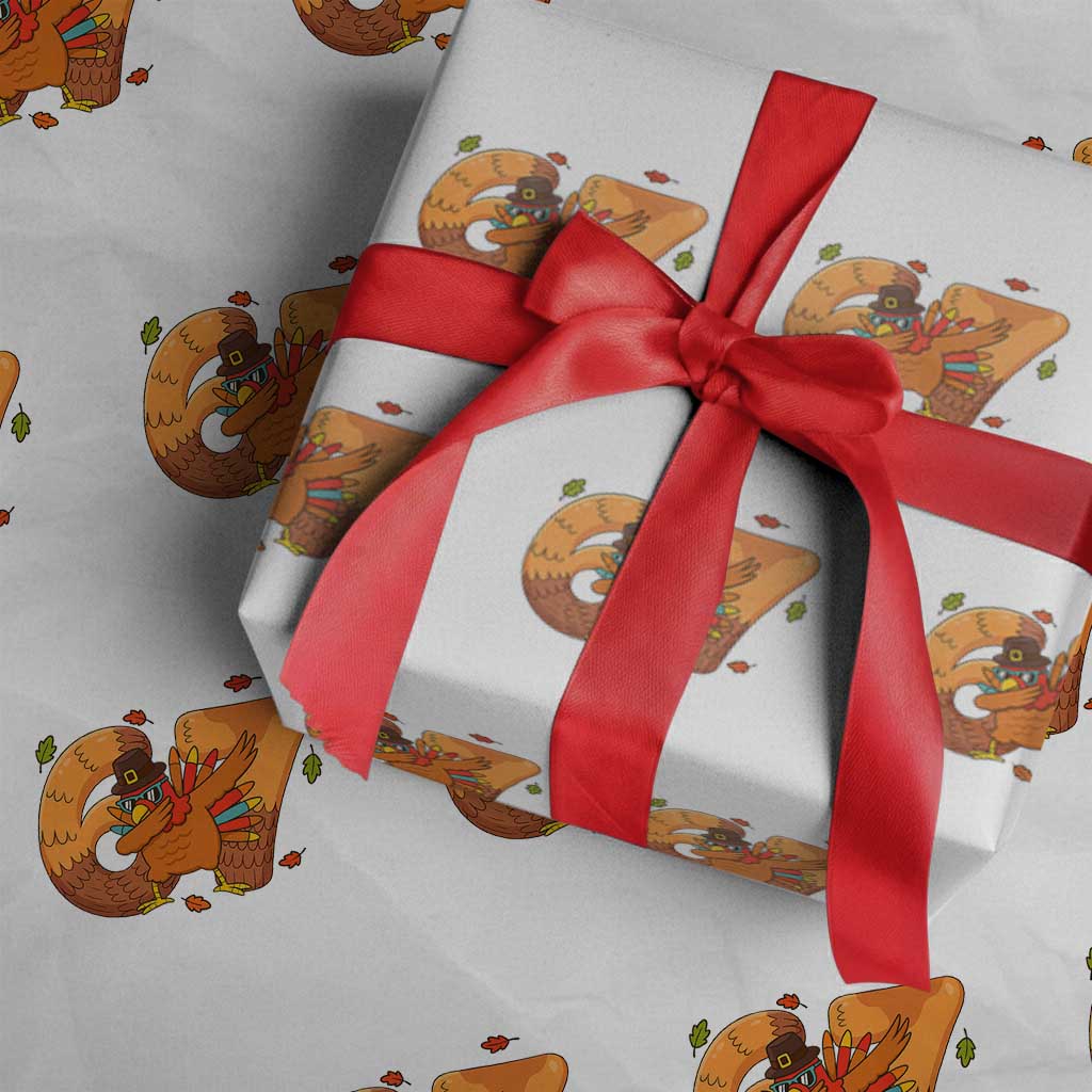 Thanksgiving Turkey Dabbing Wrapping Paper Roll Six Seven Meme Trending Gift - Wonder Print Shop