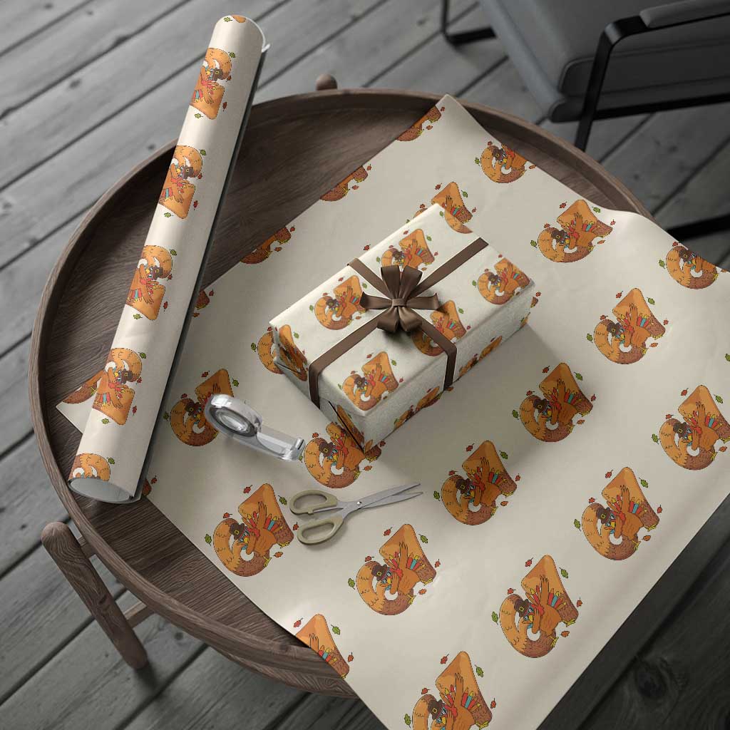 Thanksgiving Turkey Dabbing Wrapping Paper Roll Six Seven Meme Trending Gift - Wonder Print Shop