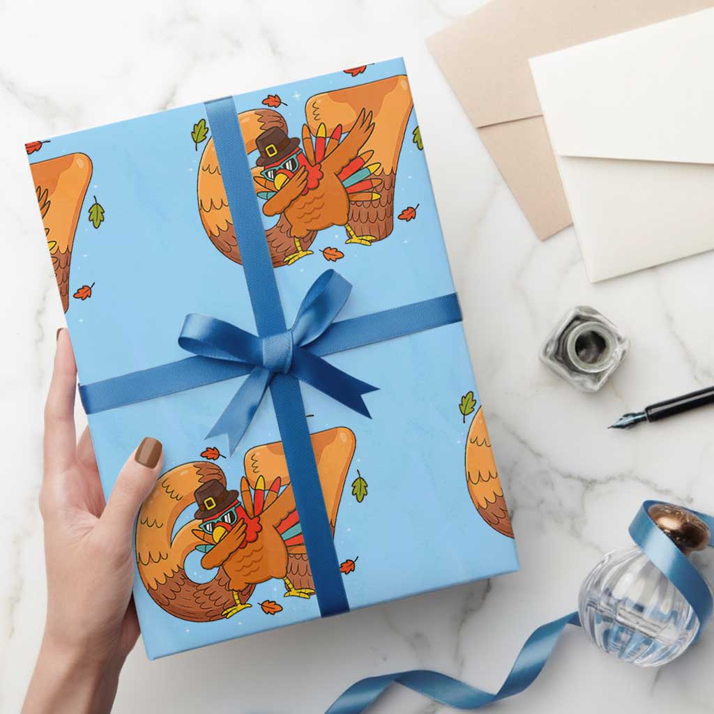 Thanksgiving Turkey Dabbing Wrapping Paper Roll Six Seven Meme Trending Gift - Wonder Print Shop