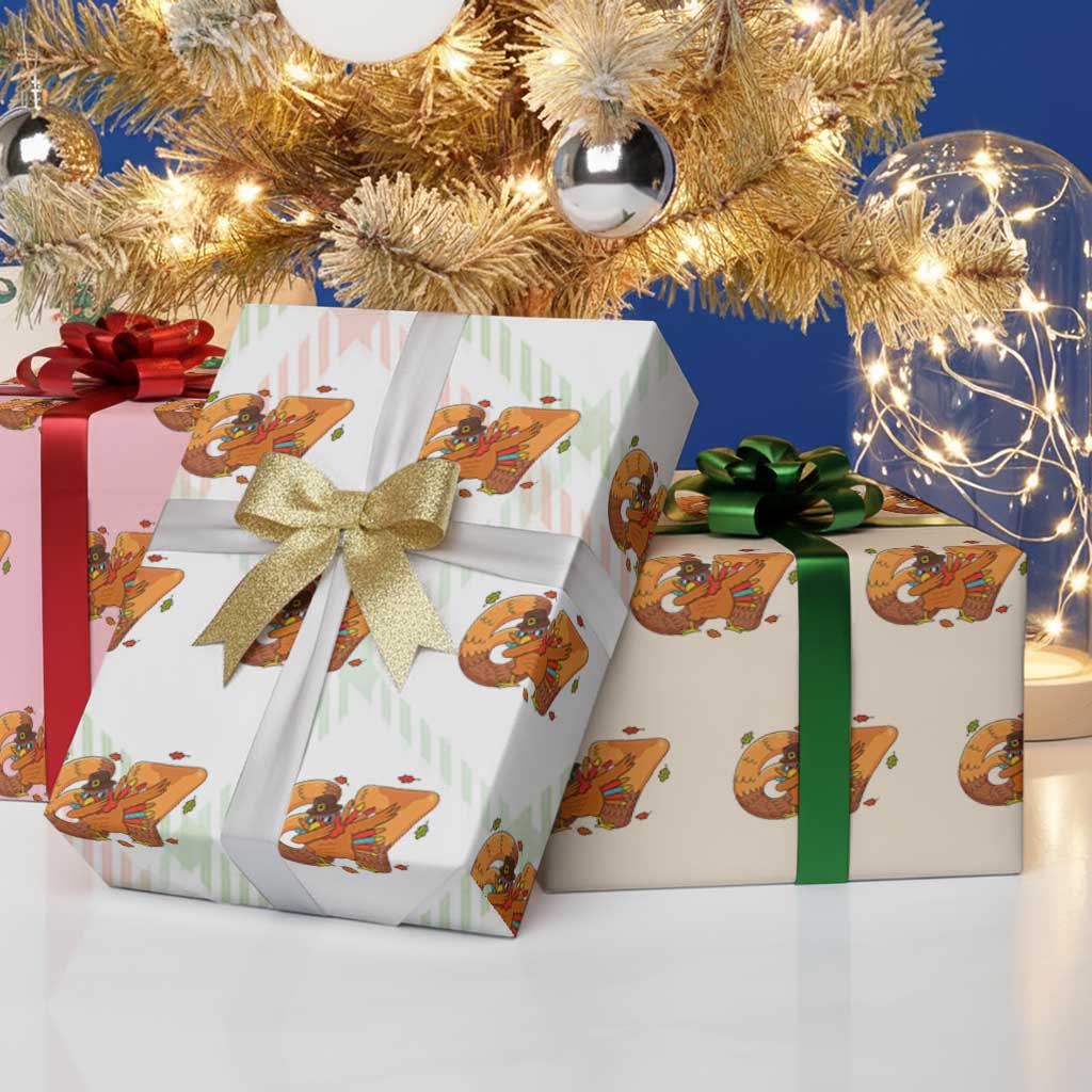 Thanksgiving Turkey Dabbing Wrapping Paper Roll Six Seven Meme Trending Gift - Wonder Print Shop