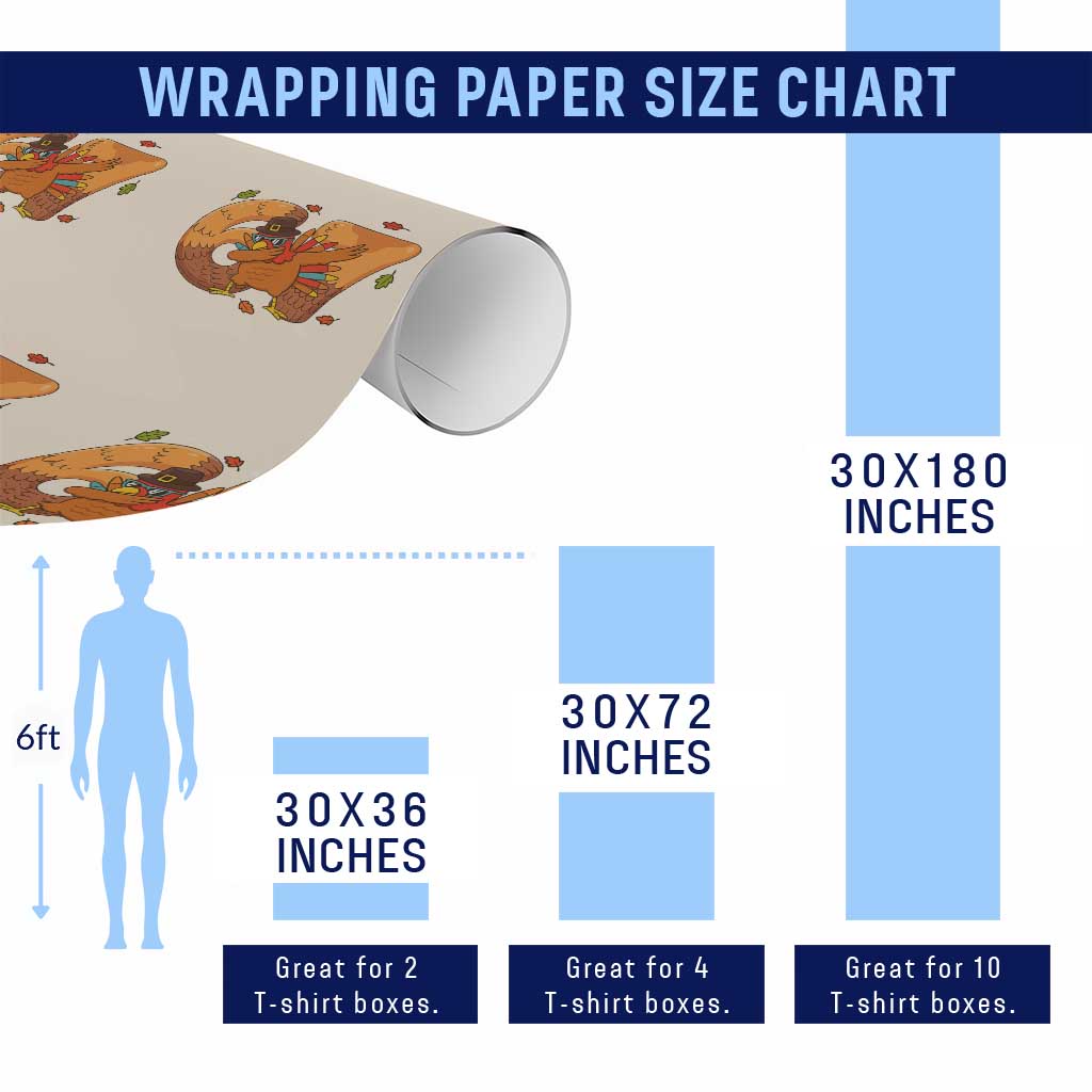 Thanksgiving Turkey Dabbing Wrapping Paper Roll Six Seven Meme Trending Gift - Wonder Print Shop