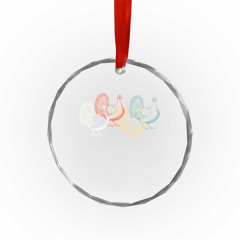 Thanksgiving Turkey Day Retro Poultry Holiday Crystal Glass Ornament - Wonder Print Shop
