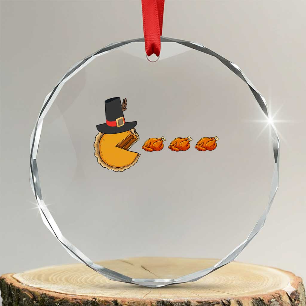 Thanksgiving Video Game Crystal Glass Ornament Pumpkin Pie Eating Turkey Gamer Patch Day - Wonder Print Shop