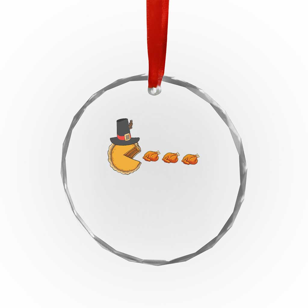 Thanksgiving Video Game Crystal Glass Ornament Pumpkin Pie Eating Turkey Gamer Patch Day - Wonder Print Shop