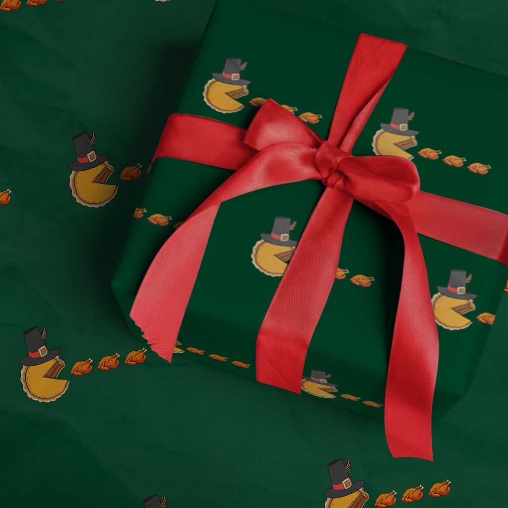 Thanksgiving Video Game Wrapping Paper Roll Pumpkin Pie Eating Turkey Gamer Patch Day - Wonder Print Shop