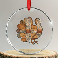 Thanksgiving Vintage Patchwork Gobble Turkey Crystal Glass Ornament - Wonder Print Shop