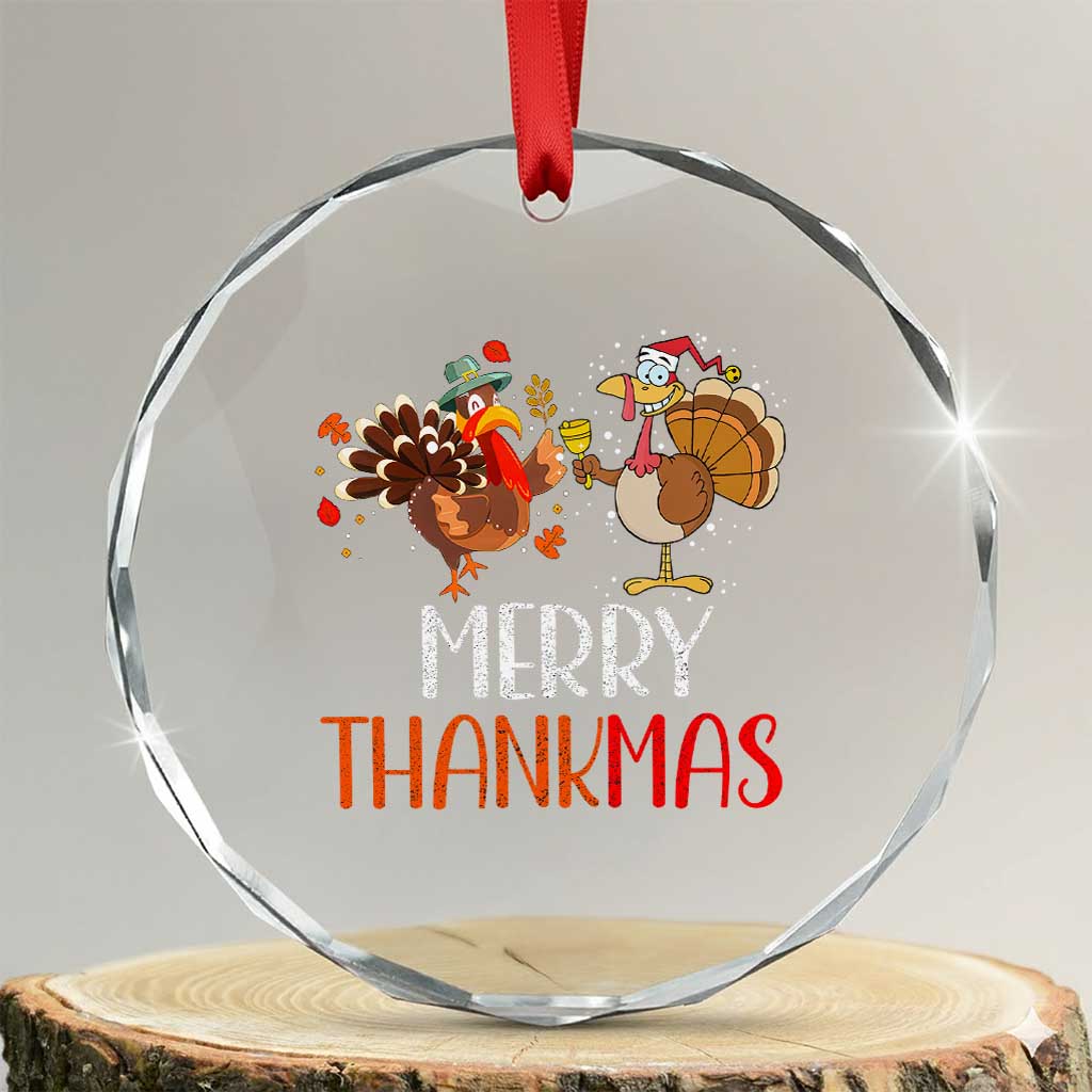 Thanksgiving Xmas Crystal Glass Ornament Merry Thankmas Santa Turkey TS09