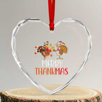 Thanksgiving Xmas Heart Crystal Glass Ornament Merry Thankmas Santa Turkey - Wonder Print Shop
