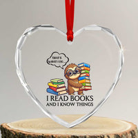 That Is What I Do I Read Books Heart Crystal Glass Ornament Funny Sloth Book Lover - Wonder Print Shop