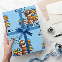 That Is What I Do I Read Books Wrapping Paper Roll Funny Sloth Book Lover - Wonder Print Shop