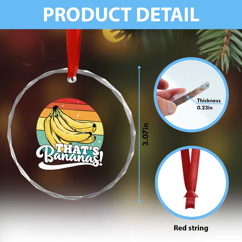 That's Bananas Crystal Glass Ornament Funny Banana Lover Saying - Wonder Print Shop