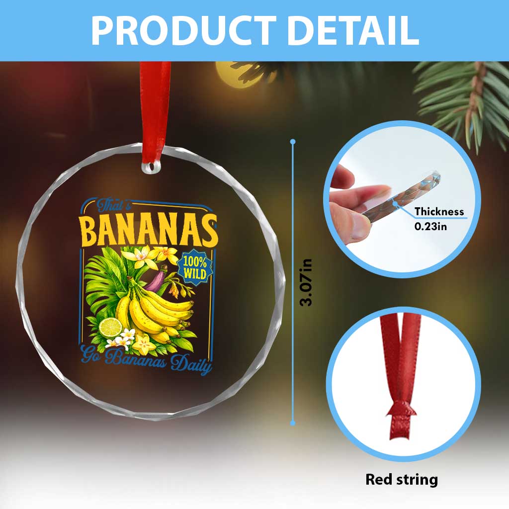 That's Bananas Crystal Glass Ornament Funny Banana Summer Fruit Food Pun