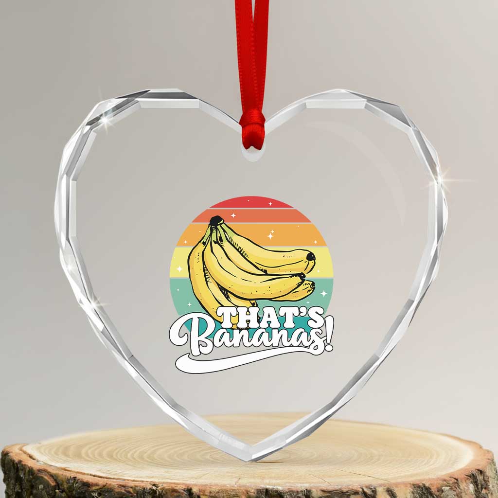 That's Bananas Heart Crystal Glass Ornament Funny Banana Lover Saying - Wonder Print Shop