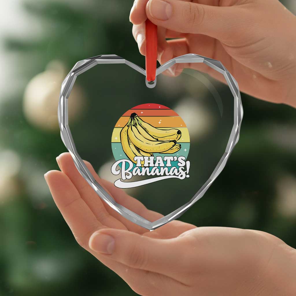 That's Bananas Heart Crystal Glass Ornament Funny Banana Lover Saying - Wonder Print Shop