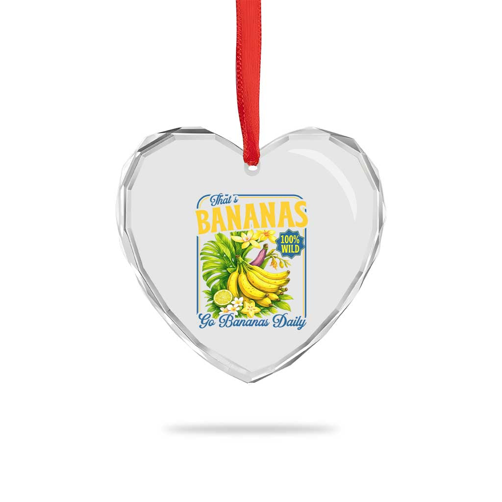 That's Bananas Heart Crystal Glass Ornament Funny Banana Summer Fruit Food Pun