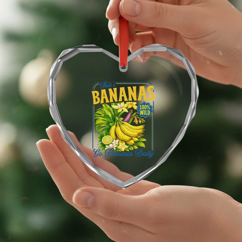 That's Bananas Heart Crystal Glass Ornament Funny Banana Summer Fruit Food Pun