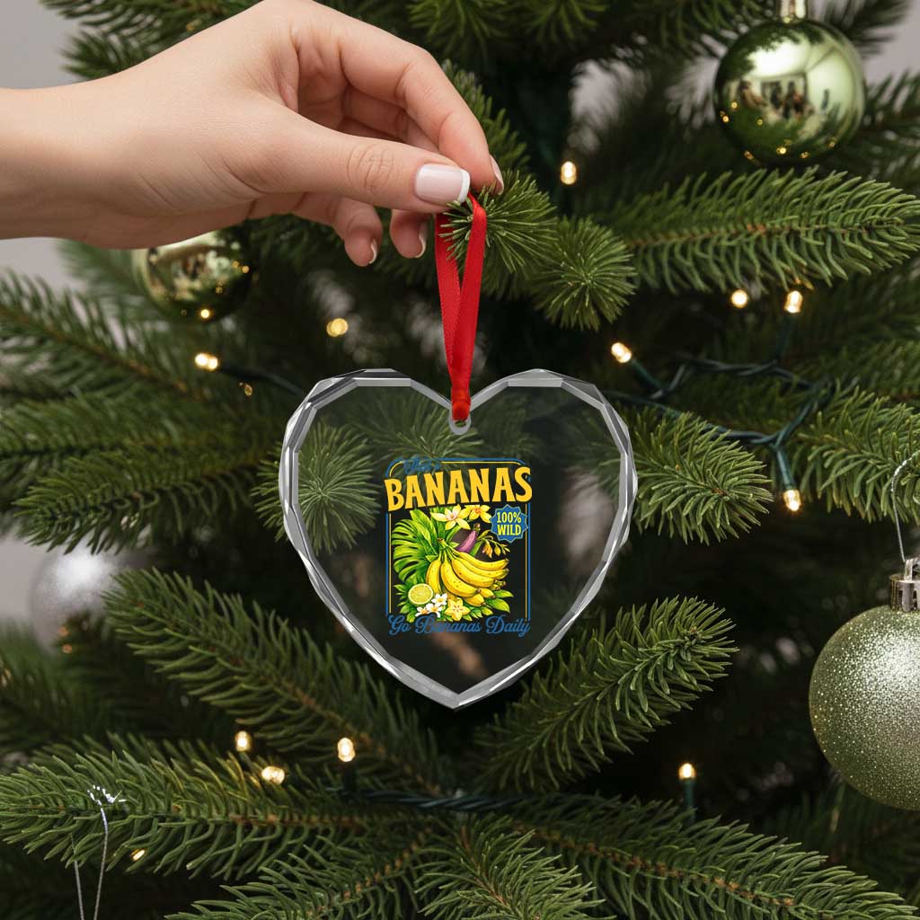 That's Bananas Heart Crystal Glass Ornament Funny Banana Summer Fruit Food Pun