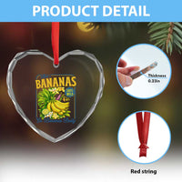 That's Bananas Heart Crystal Glass Ornament Funny Banana Summer Fruit Food Pun