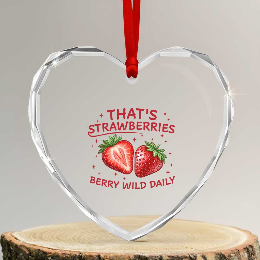 That’s Strawberries Heart Crystal Glass Ornament Summer Fruit Festival