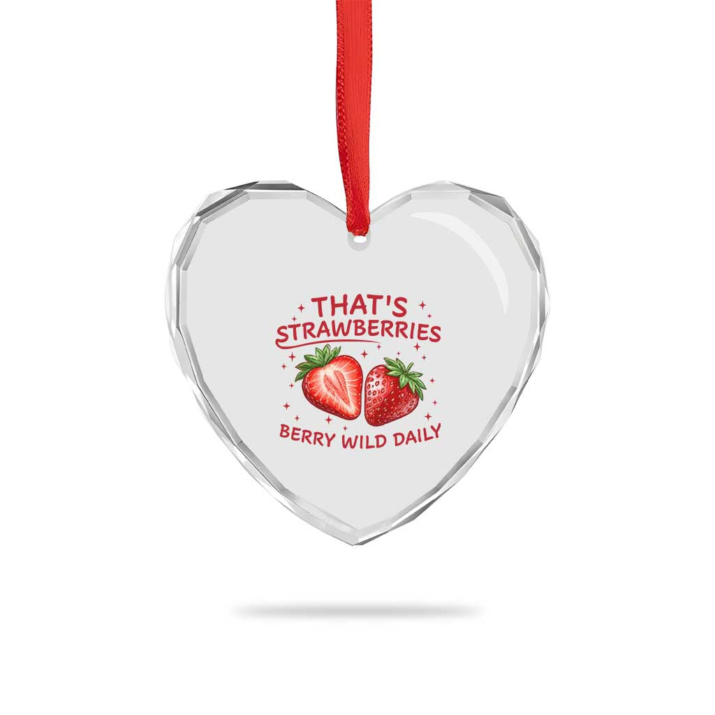 That’s Strawberries Heart Crystal Glass Ornament Summer Fruit Festival