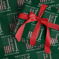 Thats What I Do I Fix Stuff And I Know Things Wrapping Paper Roll Funny Mechanic Engineer Vintage American Flag