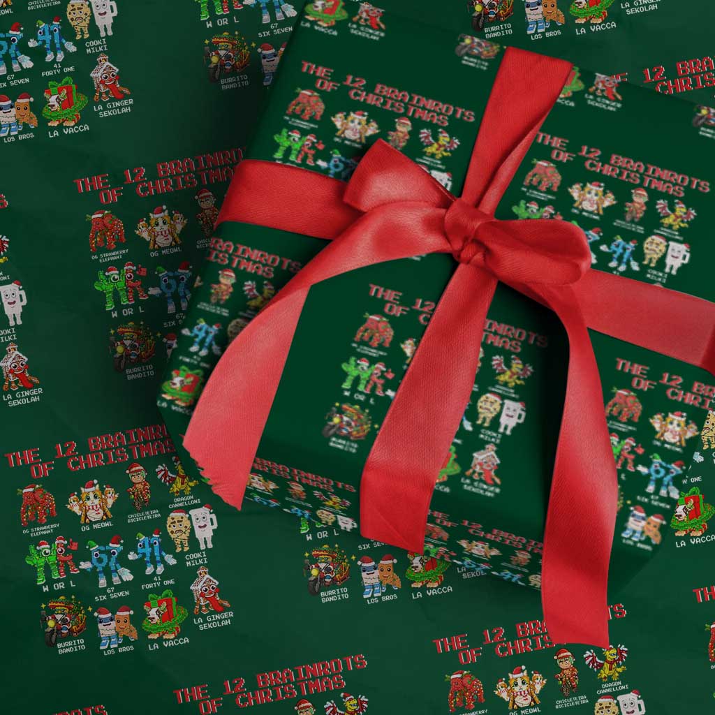 The 12 Brainrots of Christmas Wrapping Paper Roll Funny Cursed Meme Holiday Gag Gift - Wonder Print Shop