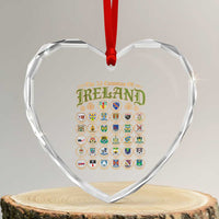 The 32 Counties Of Ireland Heart Crystal Glass Ornament Irish Pride Heritage Vintage Celtic Shamrock