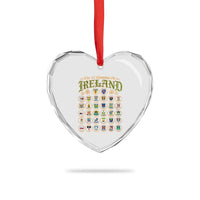 The 32 Counties Of Ireland Heart Crystal Glass Ornament Irish Pride Heritage Vintage Celtic Shamrock