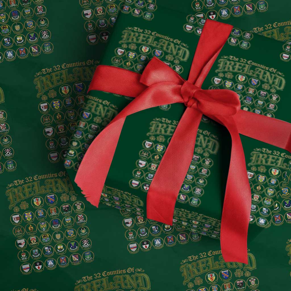 The 32 Counties Of Ireland Wrapping Paper Roll Irish Pride Heritage Vintage Celtic Shamrock
