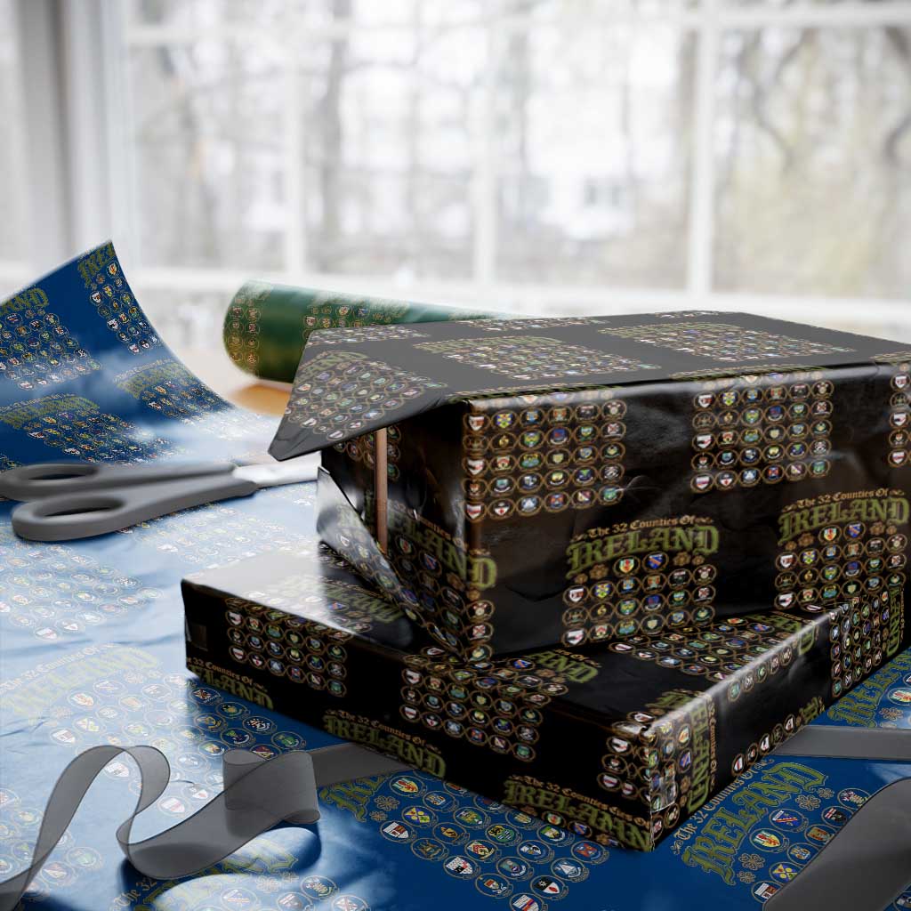 The 32 Counties Of Ireland Wrapping Paper Roll Irish Pride Heritage Vintage Celtic Shamrock