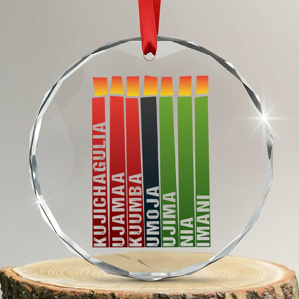 The 7 Principles Of Kwanzaa Crystal Glass Ornament Kinara Candles African Heritage TS11