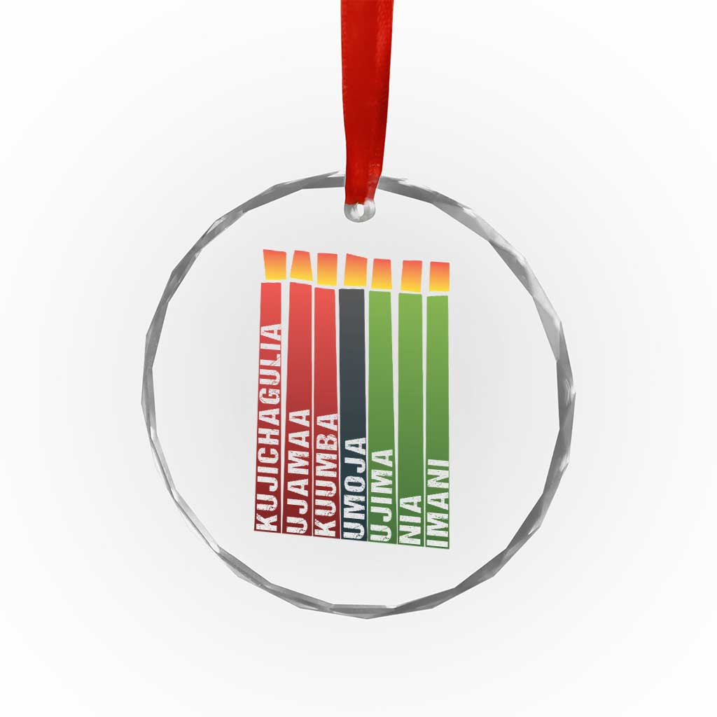 The 7 Principles Of Kwanzaa Crystal Glass Ornament Kinara Candles African Heritage TS11