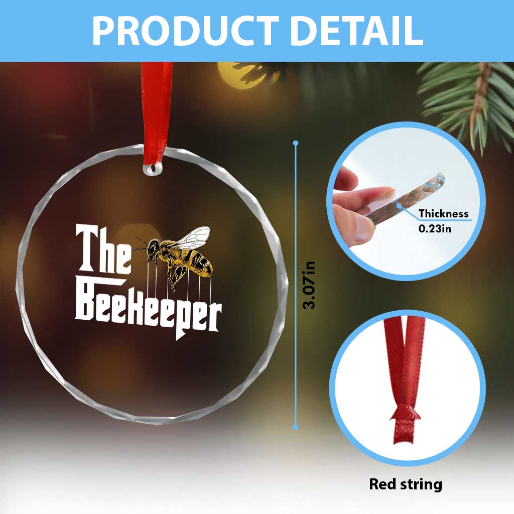 The Beekeeper Crystal Glass Ornament Funny Keeping Apiary Beekeeping Gift