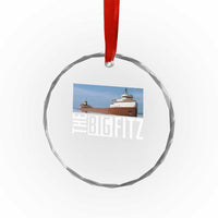 The Big Fitz Tribute Crystal Glass Ornament SS Edmund Fitzgerald Freighter Design for Great Lakes History - Wonder Print Shop