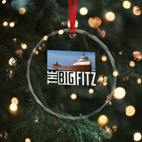 The Big Fitz Tribute Crystal Glass Ornament SS Edmund Fitzgerald Freighter Design for Great Lakes History - Wonder Print Shop