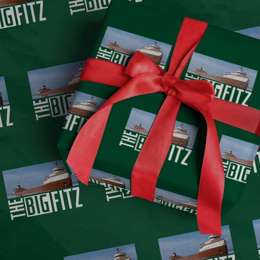 The Big Fitz Tribute Wrapping Paper Roll SS Edmund Fitzgerald Freighter Design for Great Lakes History - Wonder Print Shop