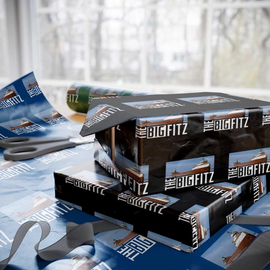 The Big Fitz Tribute Wrapping Paper Roll SS Edmund Fitzgerald Freighter Design for Great Lakes History - Wonder Print Shop
