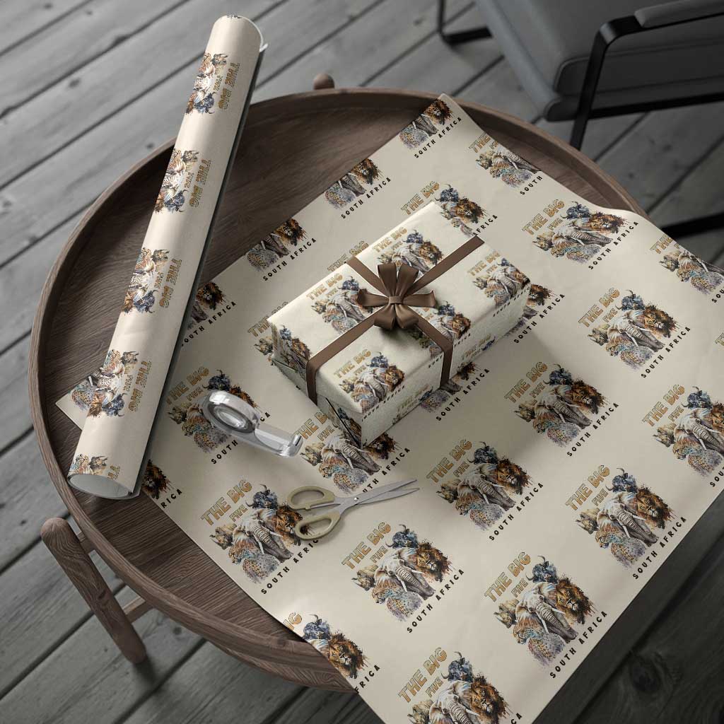The Big Five South Africa Wrapping Paper Roll Elephant Lion Rhino Buffalo Leopard Animals Safari Wildlife - Wonder Print Shop