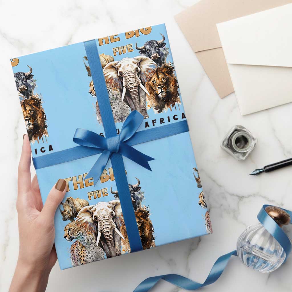 The Big Five South Africa Wrapping Paper Roll Elephant Lion Rhino Buffalo Leopard Animals Safari Wildlife - Wonder Print Shop