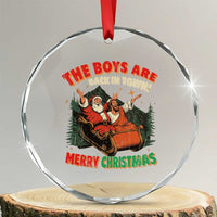 The Boys Are Back in Town Christmas Crystal Glass Ornament Funny Santa Jesus - Wonder Print Shop